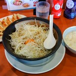 幸楽苑 - まぜめん風ねぎ玉中華そばギョーザセット（ライス付き）　790円