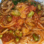 イタリア食堂　ジラソーレ - フェリーチェランチ（税込 1,200円＋200円）評価＝◎：枝豆のトマトソーススパゲッティ