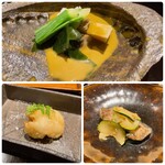 味あら井 - 鮑&おこぜ唐揚げ&きんきズッキーニ添え