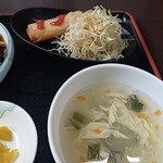 台湾料理 福祥居 - 定食の春巻き、スープ