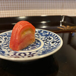 割烹 新多久 - 興奮した身体にもういっちょ村上産の桃太郎トマト　良い土地だなぁ