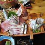 たんぱく大国 - この日は鮪、イトヨリ鯛、鰯、鯵、ボタンエビ、ブリ。