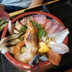 たんぱく大国 - 相方食しました。刺身定食より、品数は豊富ですが見た目より小さい器です。