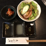 Yakiniku Ushiwa - 定食セットはご飯と玉子スープ付き