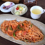 CAFE GARDEN AMI - 小エビのパスタ（トマトソース）