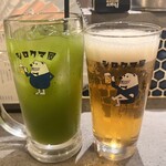 Shirokuma Ya - ふるふれ抹茶ハイ590円、生ビール390円