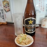 麺の風 祥気 - 瓶ビール@600とお通し