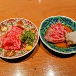 神楽坂 囲炉裏 肉よろず - 純生 牛肉肉刺身