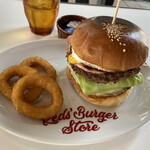 REDS' BURGER DINER - ベーコンエッグバーガー1100円＋3オニオン.ドリンクセット250円　1350円