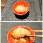 神楽坂 鉄板焼 向日葵 - ◇白子の鉄板焼き
      …富山県産の真フグの白子だそう。
      プルンプルンでトロける美味しさ♡(๑˃̵ᴗ˂̵)
      隣で息子が“うめ〜ッ！“と。(^◇^;)笑