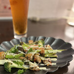 花 - 海老とアスパラとブロッコリーのマヨ炒め  画力強め