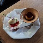 さじこよみ - 有機トマトのコンポート、豆乳ジェラート、追加のプリン