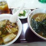 砂子食堂 - ラーメンセット（中華丼ハーフ）　\850