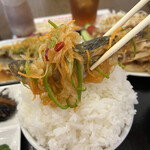 わ楽 - 豆アジ南蛮漬け　オンザライス  