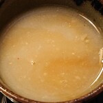 蕎麦Diningすが - 蕎麦 Dining すが ＠八丁堀 残った蕎麦汁に濃い蕎麦湯を投入してミニ天丼の汁に