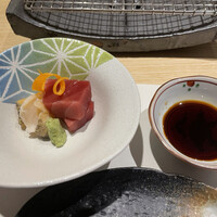 天㐂あらた - お造り(鮪、バイ貝)