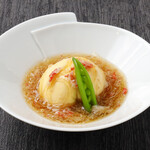 Chakin dashi egg with seasonal bean paste