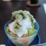 佐々木 - 水菓子(メロンとゴールデンキウィの氷がけ、抹茶小豆)