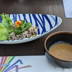 佐々木 - 亀岡牛ロース肉のしゃぶしゃぶと焼き野菜を胡麻ポン酢にて
