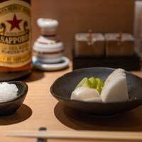 焼鳥 おみ乃 - 2023.7 お通し（大根おろし＆お新香）