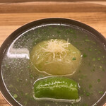 赤坂 菊乃井 - 昼懐石１５７３０円。冬瓜饅頭 すっぽん 木の芽餡。爽やかな香りの木の芽とお出汁が冬瓜を大ご馳走にします（╹◡╹）（╹◡╹）