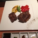 TEPPAN DINING KAMIYA - ランチのメイン:熟成牛のステーキ