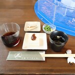 Miwa Soumen Nagashi - そうめんのつゆ、お豆腐、そうめんのふし、しいたけのスープ