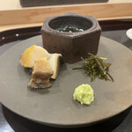 あま木 - 鮑の肝にのり　鮑柔らかく