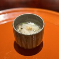 かねき - ①ずいきとアワビの葛煮