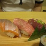千葉寿司 - 鮭　大トロ　気仙沼産カツオ