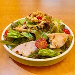 Fresh green salad with smoked chicken