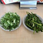 天下一品 竹田店 - 無料のトッピング　ネギ、ニラニンニク