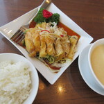 梅蘭 - 油淋鶏(小)＋小ライス＋コーンスープ