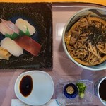 日本料理 魚池 - 岩国蓮根麺とにぎり寿司のセット