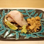 うを徳 - キンキ 炙り + 余市 鮟肝 ペースト