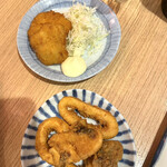 立呑み晩杯屋 - イカフライに、鱈フライ