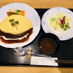 洋食 花乃湯 - 花乃湯膳オムライスセット　1,500円（＋大盛り200円）
