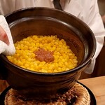 馬車道 大かわ - コーンのご飯