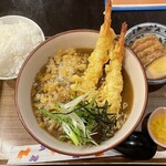 Izumi - 冷しカレーうどん定食（エビ天）上から