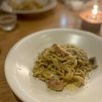 Cucina del NABUCCO - 
                    パンチェッタと黒アワビ茸のカルボナーラ リングイネ (¥1,760)