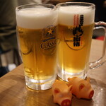 Hokkaidou Nikumaki Bekkaku - １杯目の生ビール＆２杯目交換用のぶたちゃん(2023年7月)