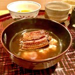 多仁本 - ほうじ茶ご飯に山椒煮鰻のせて　サッパリして旨い