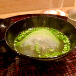 多仁本 - スッポン真薯と冬瓜のお椀　葱と生姜がきいてます。