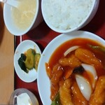 紫福坊 - 白身魚の甘酢あん定食