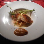 スペインクラブ 茅ヶ崎 - 天然真鯛のブランチャ　焼き茄子と焼き葱のソース