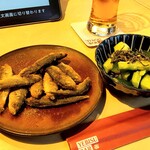 エビスバー - 豆アジ唐揚げ＆きゅうりタタキ
