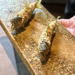 茶禅華 - 天竜川の若鮎　あられ揚げ　紅蓼