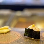 鮨 難波 - シロエビ。 これも富山湾を代表するタネ。 爽やか。