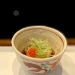 鮨 難波 - あん肝。 あん肝の揚げ出し豆腐仕立て。 これは新しい食感と味わい。 あん肝ラブな僕にはうれしい逸品。 まだまだ知らないあん肝が世の中にはあるようです。