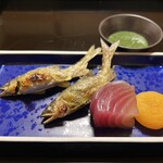 よし町 - 右の赤い玉ねぎが美味しくて騒ぐwww鮎と蓼ソースも良き！！